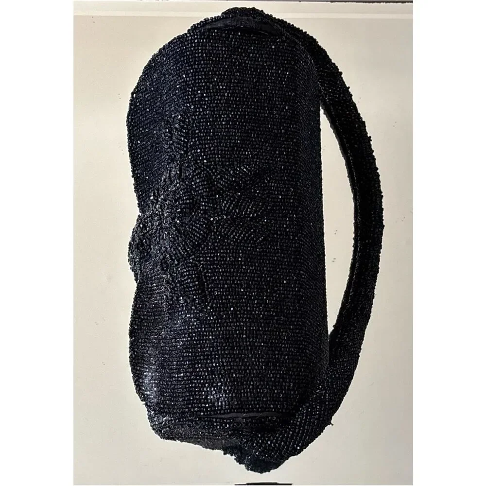 1950’s Delill Beaded Handbag Beaded Evening Clutch in Black ~ Stunning
